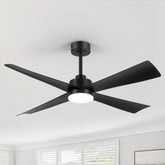 52 Inch 4-Blade  Ceiling Fan with LED Light Remote, 5"  and 10" Downrod Included